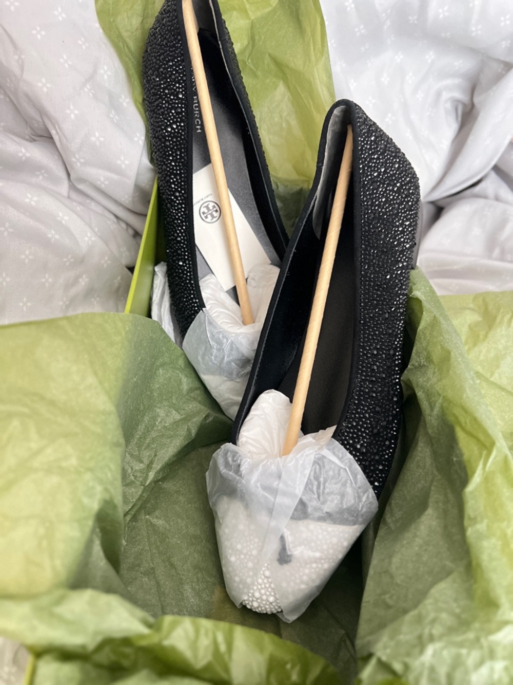 NEW Tory Burch Crystal Suede Ballet Flats - Sz. 9.5